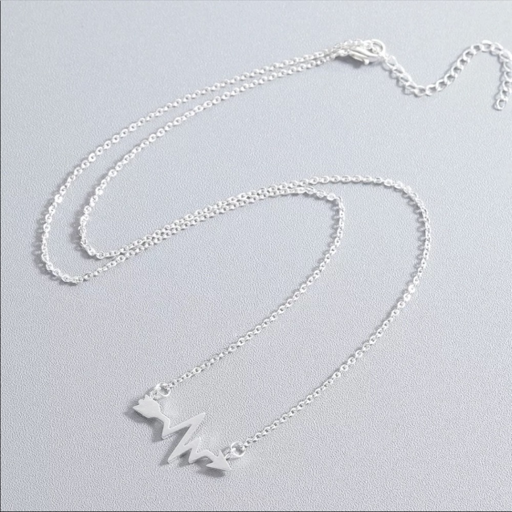 Stainless Steel Heartbeat Arrow Necklace - Picture 5 of 6